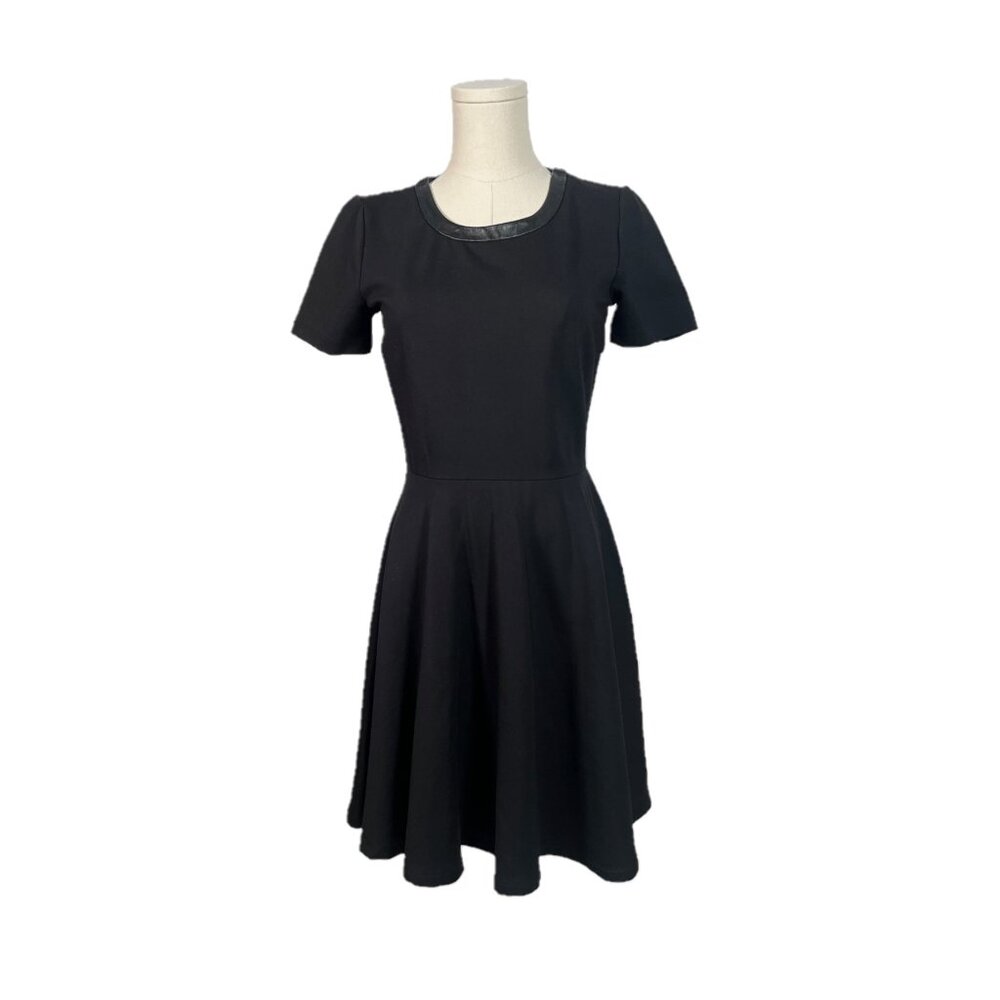 Madewell Leather Collar Fit & Flare Short Sleeve Dress Size Small